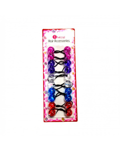 Hair Bobbles Clear Pink, Purple, Clear, Blue & Red Mix S01-02M1 (1X24PCS)