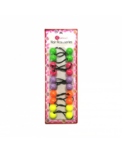 Hair Bobbles Neon Colours Green, Pink, Purple, Orange & Yellow Mix S01-09M4 (1X24PCS)