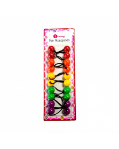 Hair Bobbles Red, Orange, Yellow, Green & Purple Mix S01-10M1 (1X24PCS)